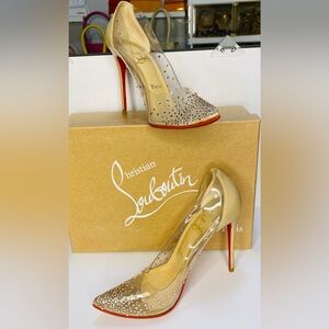 Christian Louboutin Degrastrass PVC 100/Specchio Crystal Clear Heels
